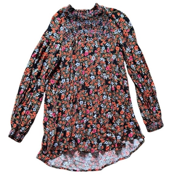 Free People Floral print long sleeve dress with ruffled neckline #floral #BoHo - Picture 2 of 5